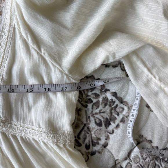 Anthropologie Cream and Brown Embroidered Bohemian balloon sleeve dress XS - Picture 9 of 17